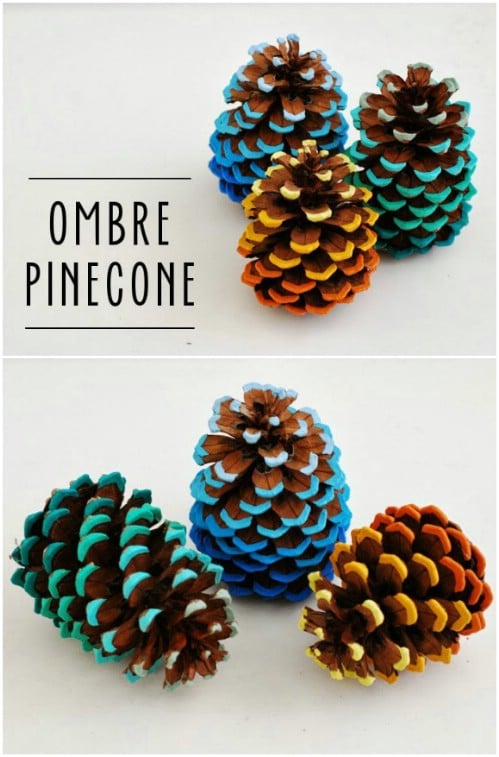 DIY Ombre Pinecones