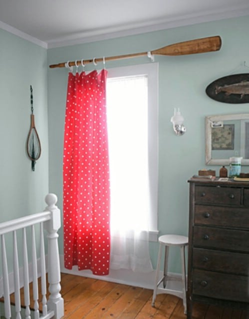 DIY Upcycled Oar Curtain Rods