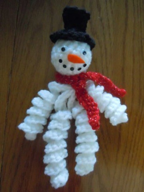 Curly Snowman Crochet Ornament
