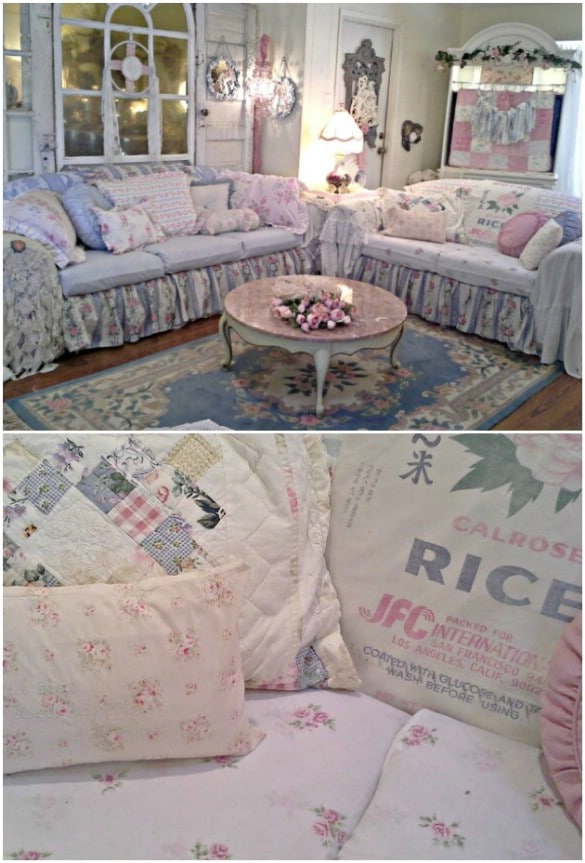 Easy DIY Ruffled Sofa Slipcover