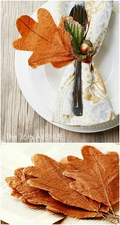 Easy Paper Leaf And Acorn Napkin Rings