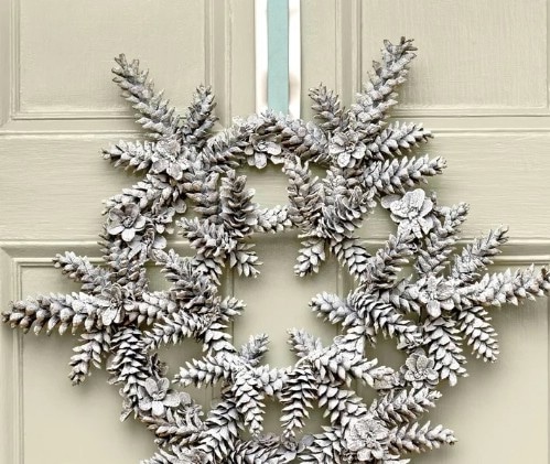 DIY Snowy Pinecone Wreath