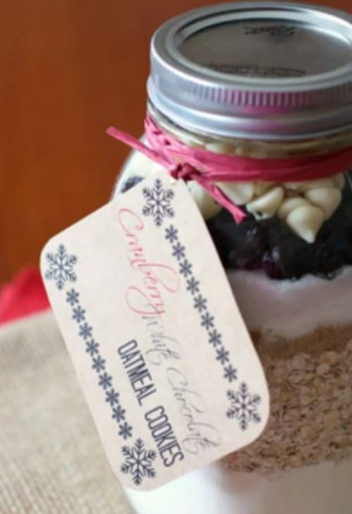 White Chocolate And Cranberry Cookies In A Jar