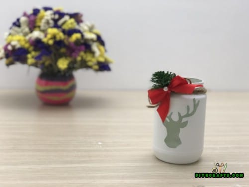 DIY Upcycled Mason Jar Reindeer Tea Light Holder