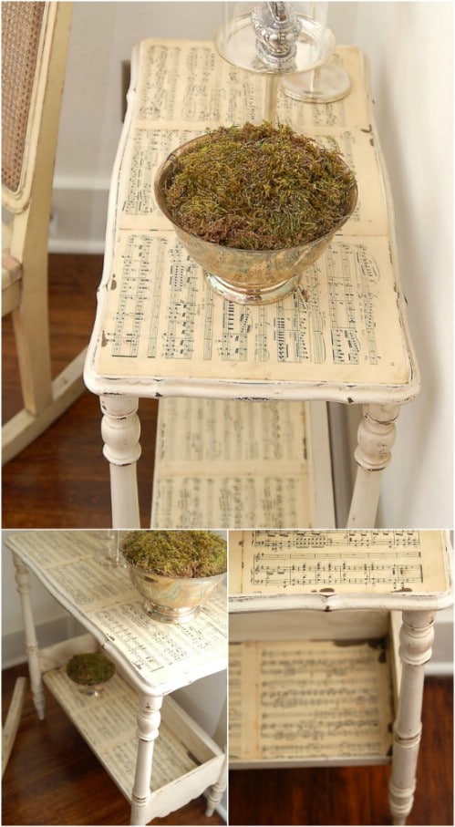 Lovely DIY Sheet Music Accent Table