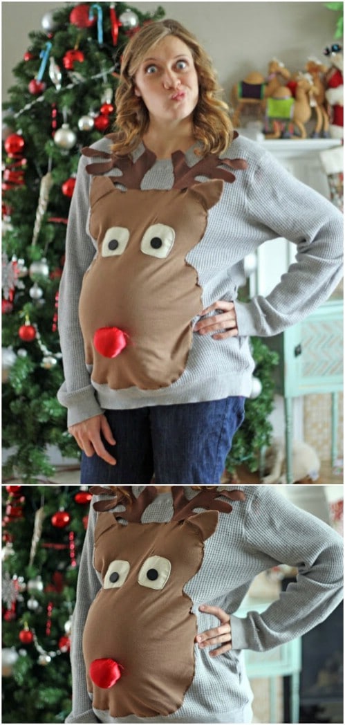 Maternity Reindeer Head Sweater