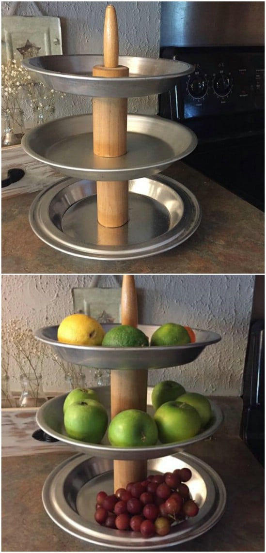 Repurposed Rolling Pin Tiered Tray