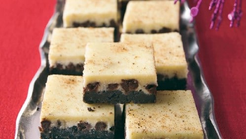 Homemade Chocolate Eggnog Cheesecake Squares