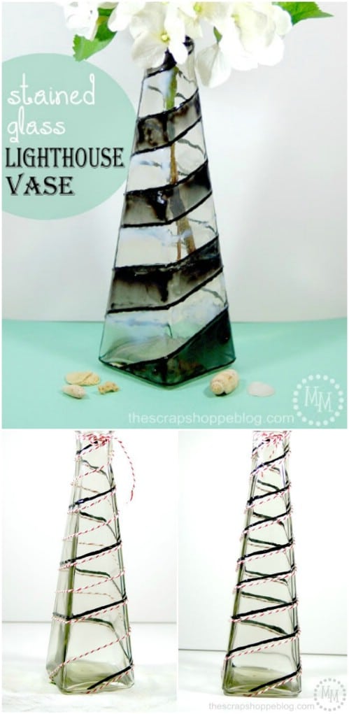 DIY Stained Glass Lighthouse Inspired Vase