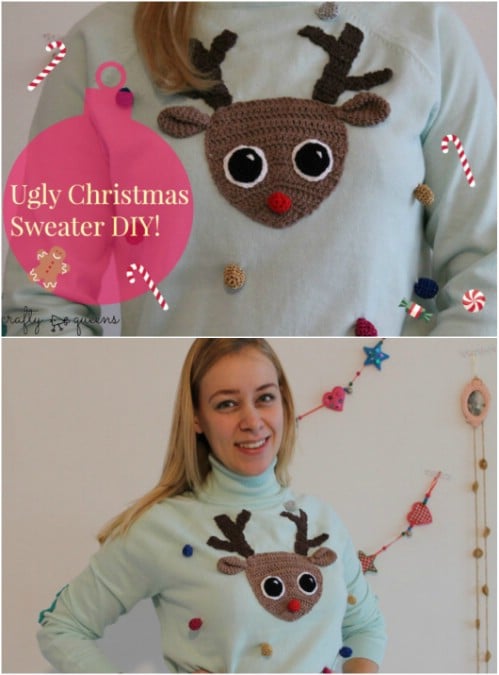 Adorable Reindeer Face Sweater