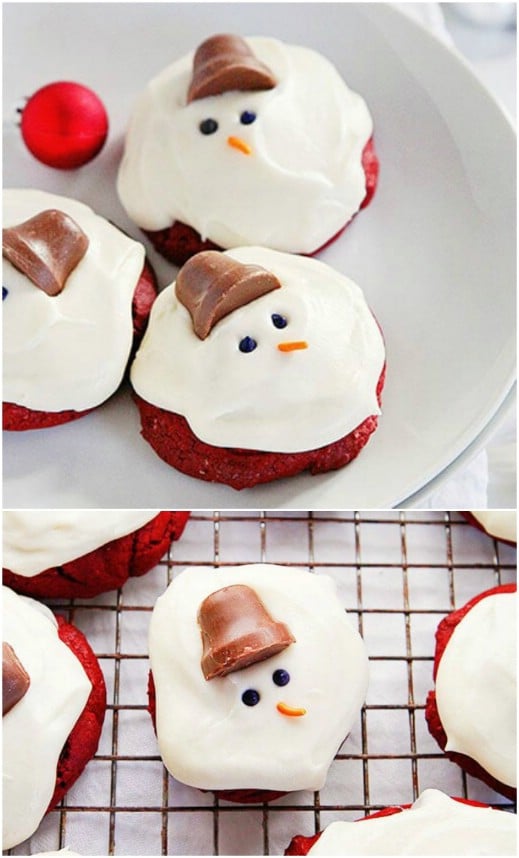 Red Velvet Melting Snowmen Cookies