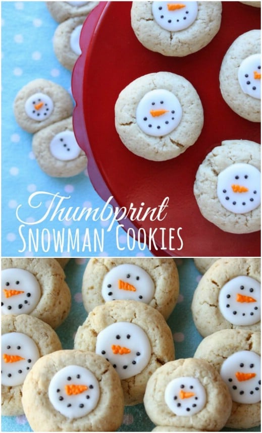 Snowmen Thumbprint Christmas Cookies