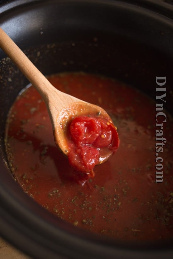 Canned tomatoes, tomato paste and basil make for a delicious sauce