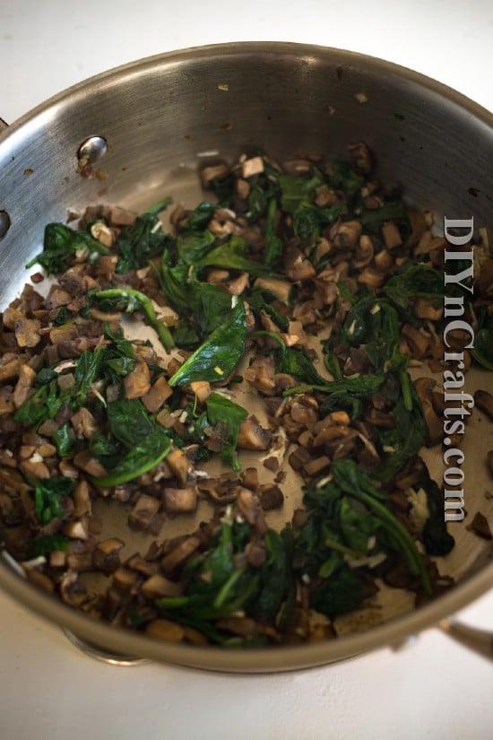 Cremini mushrooms, garlic and spinach complement the flavor of the potatoes