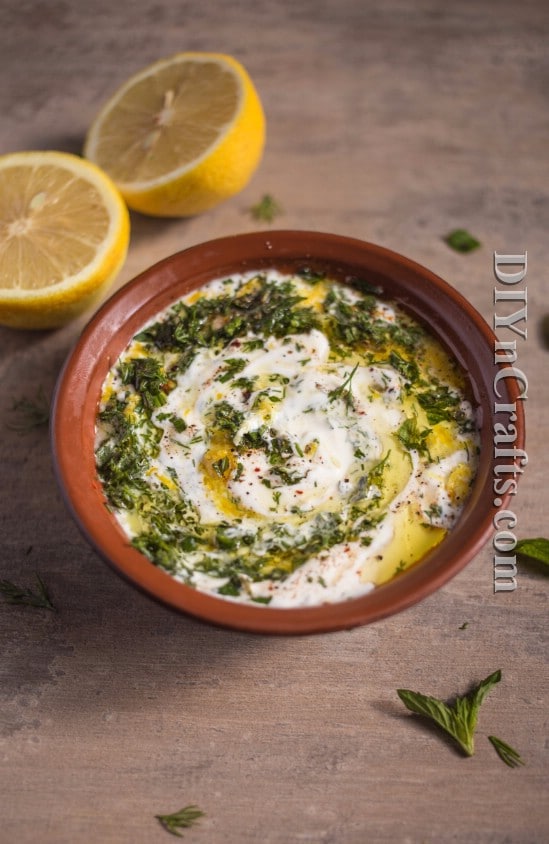 Sour cream, dill, mint leaves and lemon zest make the most amazing dressing!