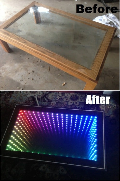 Upcycled Glass Top Infinity Table