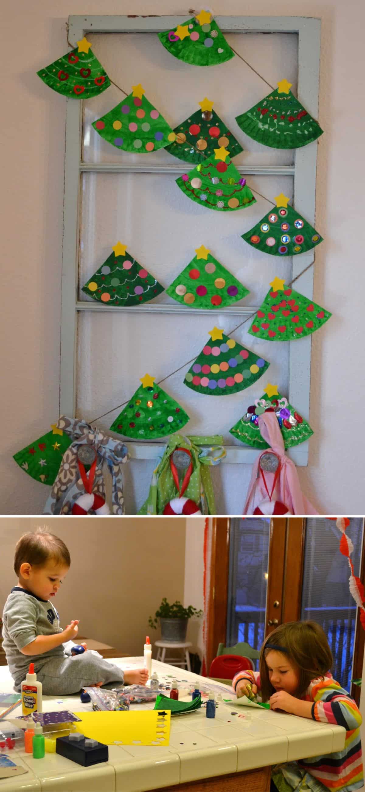 Paper Plate Christmas Tree Garland – Kids Craft!