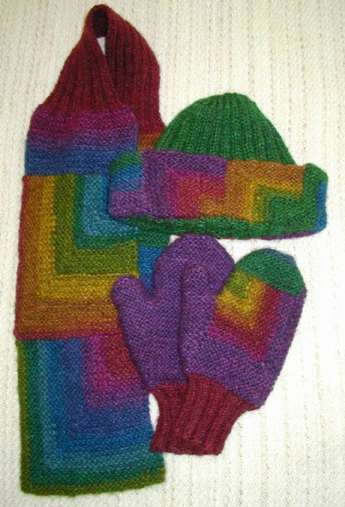 Colorful Knit Mitered Mittens
