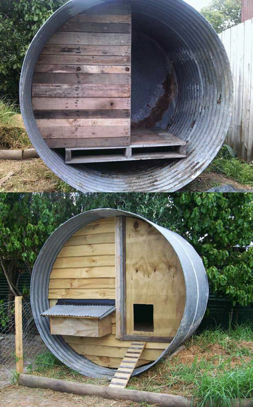 Upcycled Water Tank Chicken Coop