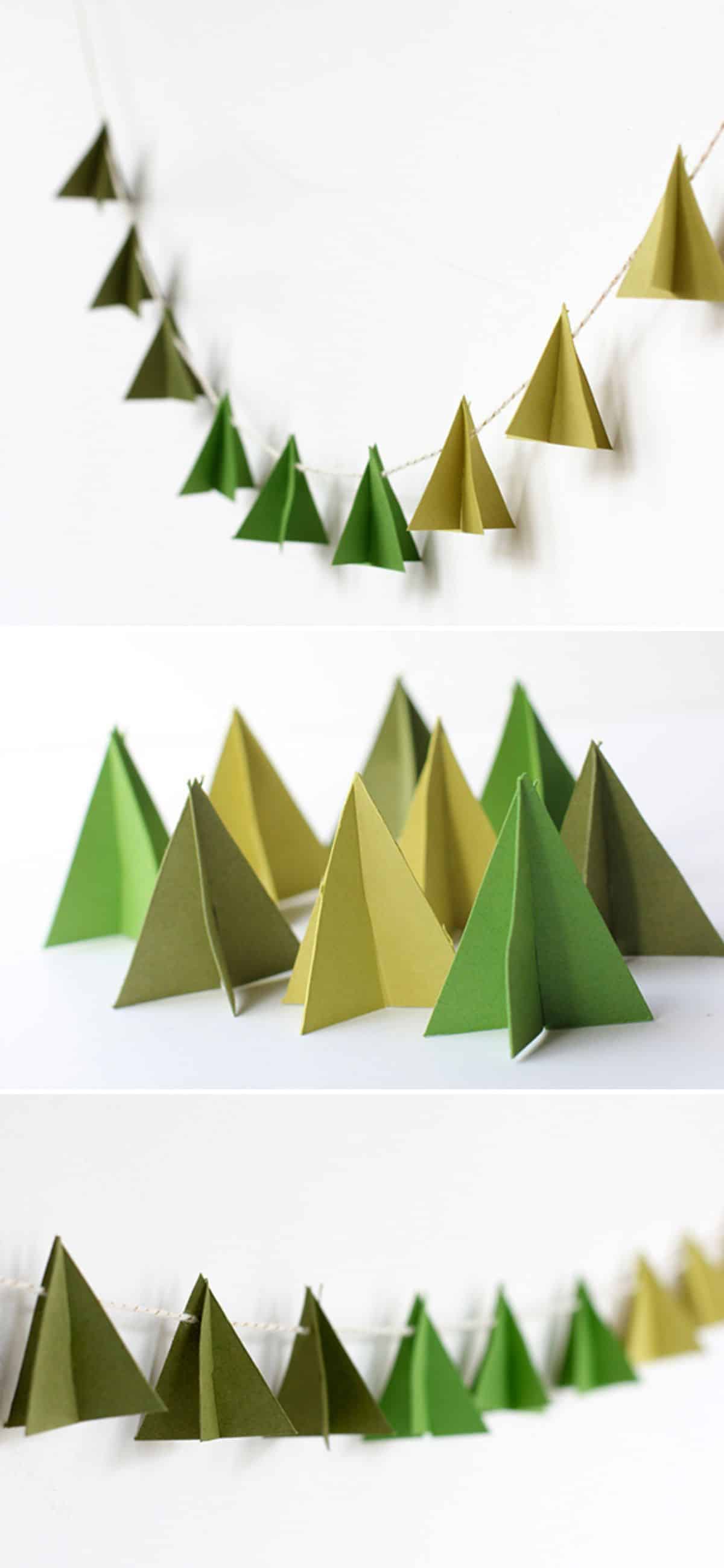Three-Dimensional Paper Christmas Tree Garland