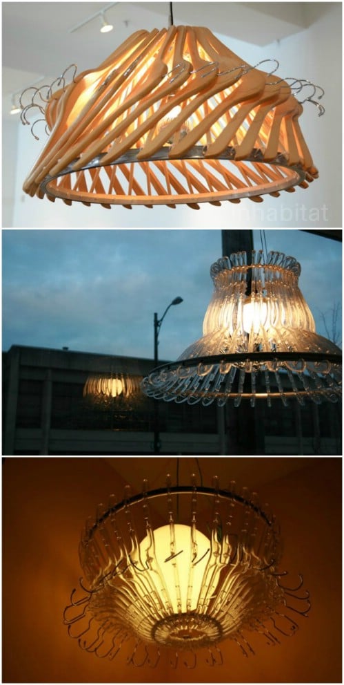 Upcycled Wooden Hanger Chandelier