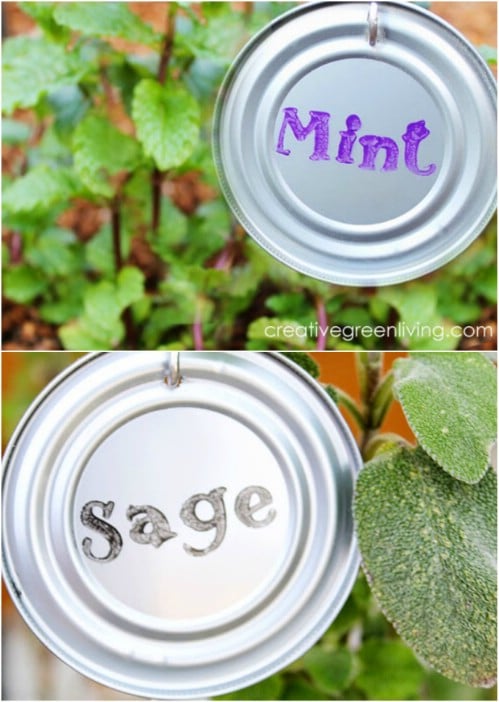 Recycled Aluminum Can Lid Garden Markers
