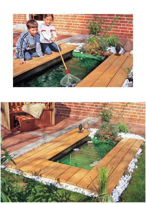 DIY Rectangular Pond With Wooden Deck