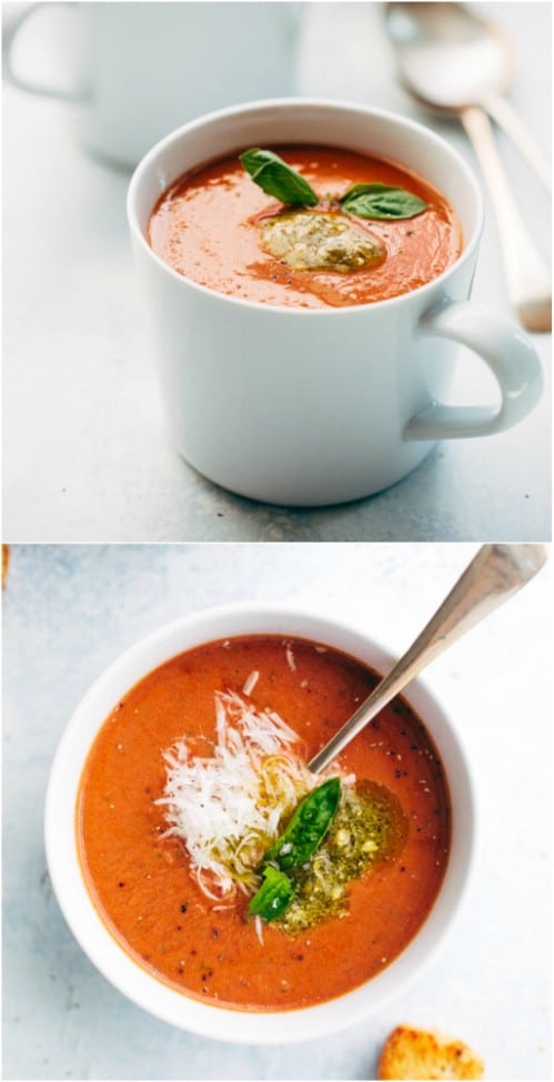 Slow Cooker Parmesan Basil Tomato Soup