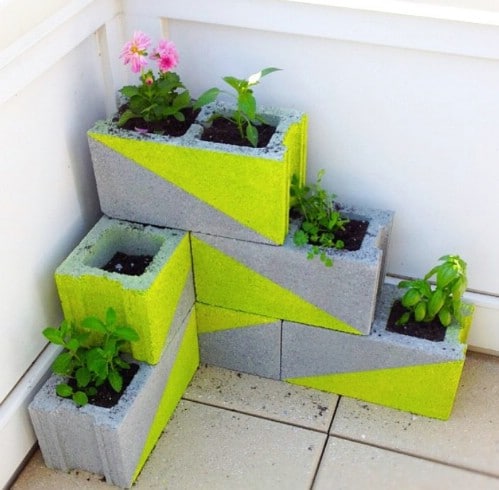DIY Neon Cinder Block Planters