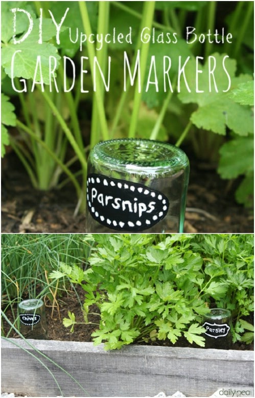 Upcycled Glass Bottle Plant Markers