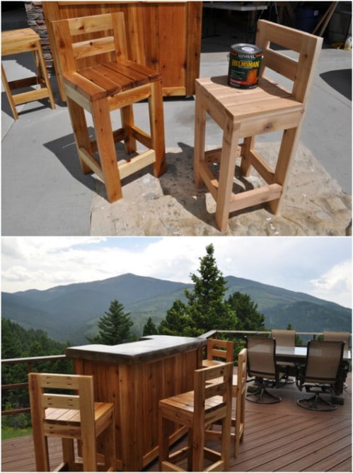 DIY Wooden Patio Barstools