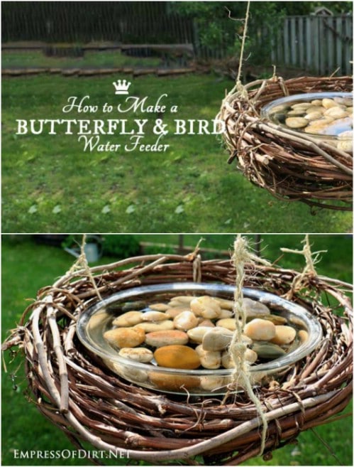 Hanging Grapevine Wreath Butterfly Feeder