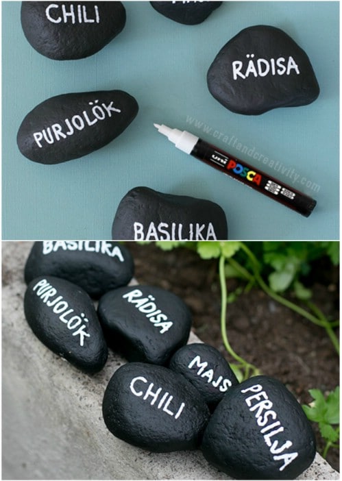 DIY Chalkboard Pebble Garden Markers