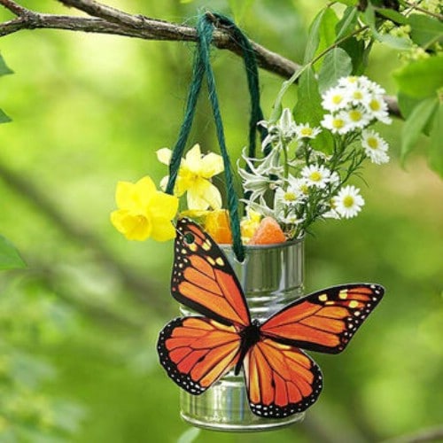 Upcycled Tin Can Butterfly Feeder
