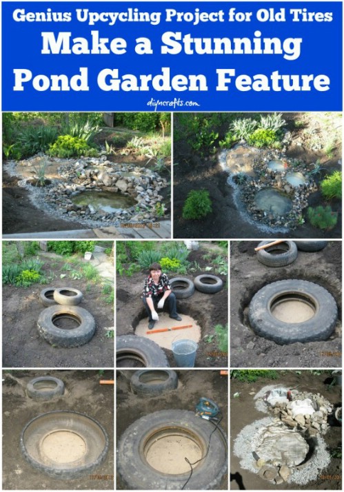 DIY Recycled Tractor Tire Pond