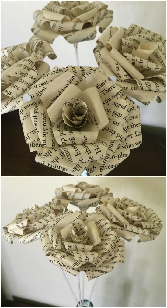 Curled Petal Book Paper Roses