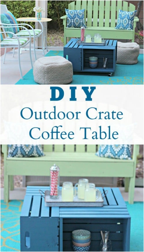 Repurposed Pallet Outdoor Storage Coffee Table