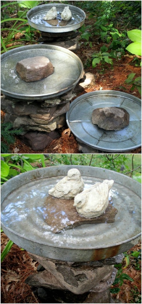 Stacked Stone Bird Baths