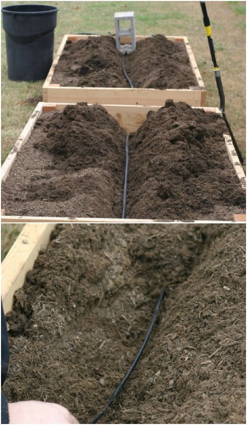 Raised Wooden Bed Irrigation System