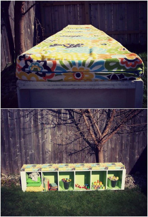 DIY Padded Outdoor Storage Bench