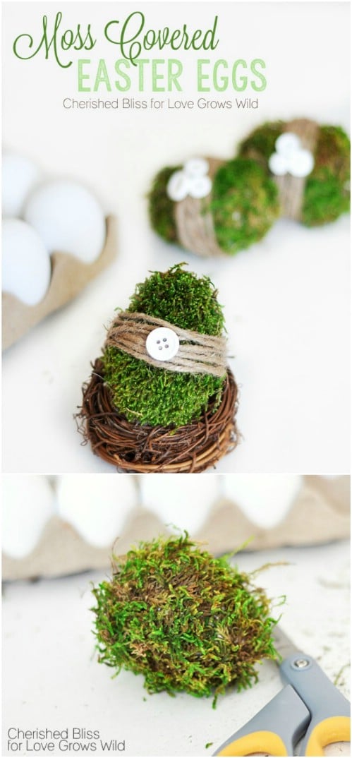 Decorative DIY Moss Covered Eggs