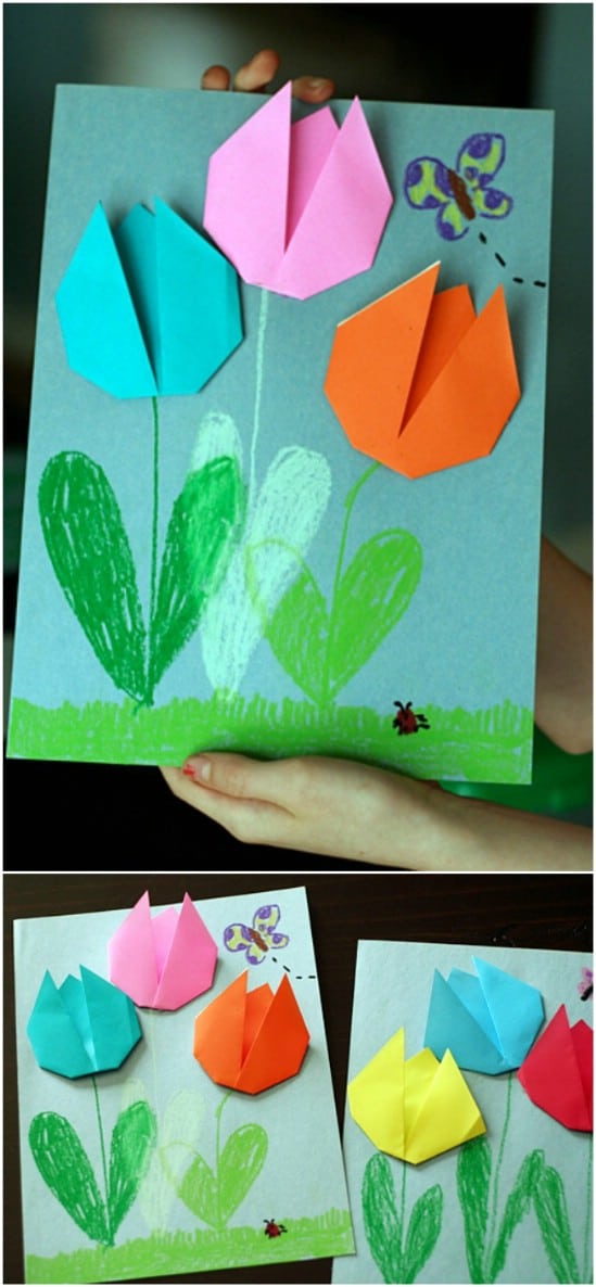 Easy Origami Tulips Card