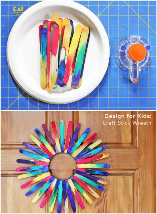Colorful DIY Craft Stick Wreath
