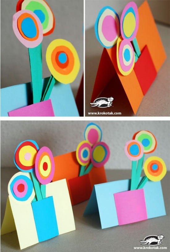 Easy Construction Paper Flower Card