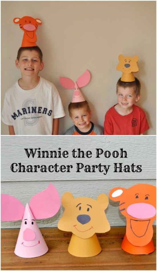 Cute And Easy DIY Winnie The Pooh Paper Hats