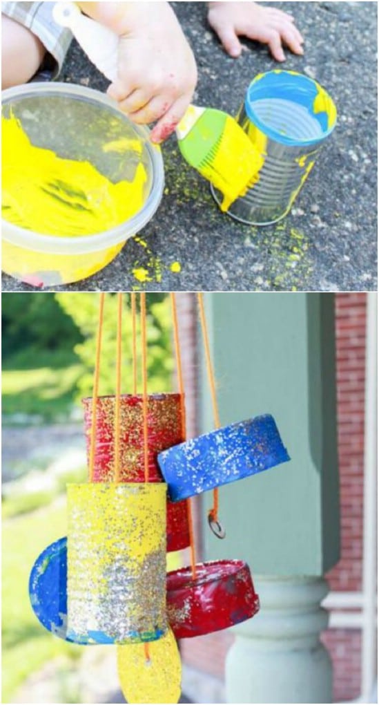 Colorful DIY Tin Can Windchime
