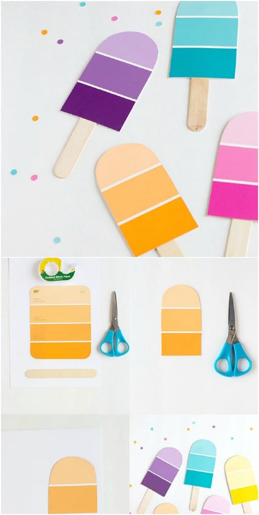 DIY Farbe Chip Popsicle Party Einladungen