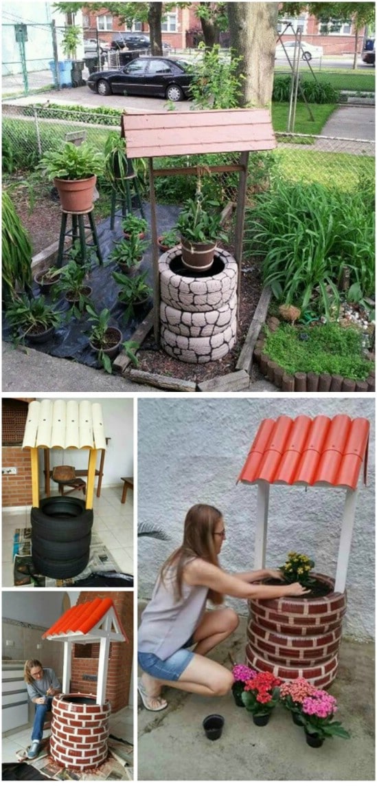 DIY Recycled Tire Wishing Well