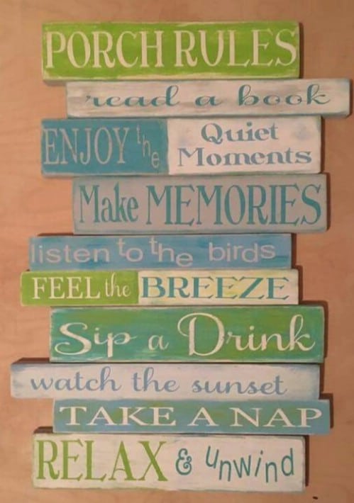 Hand Painted Front Porch Rules Sign