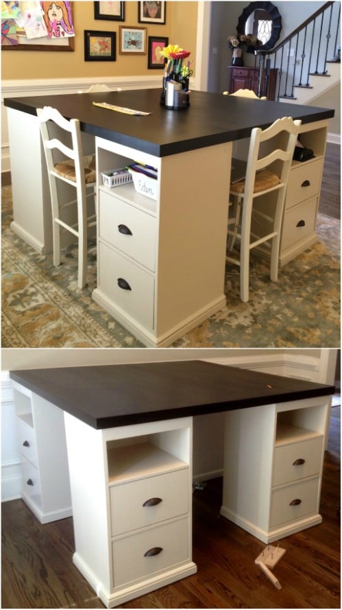 DIY Counter Height Craft Table With Storage 